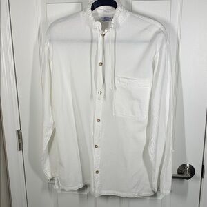 Cottonseed white gauzy cotton long sleeve blouse size small